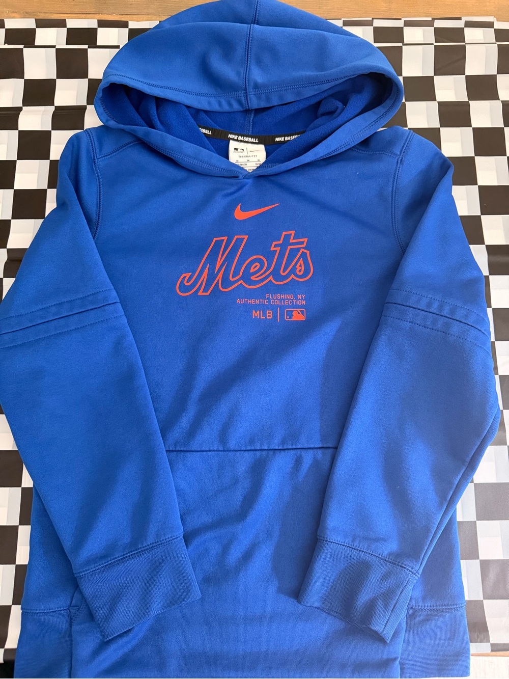 Nike Kids Mets Royal Blue Pullover Hoodie with Orange Logo